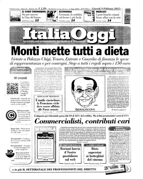 Italia oggi : quotidiano di economia finanza e politica